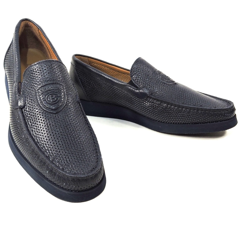 BALDININI 🇮🇹 MEN'S BLUE SOFT LEATHER FLAT SUMMER LOAFERS